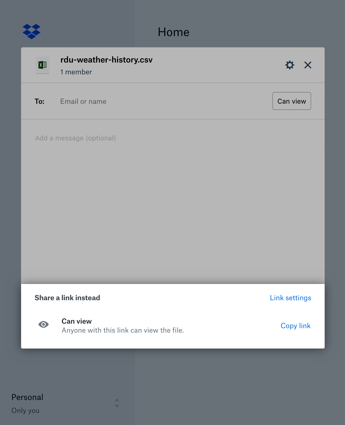 Example of Dropbox Permissions